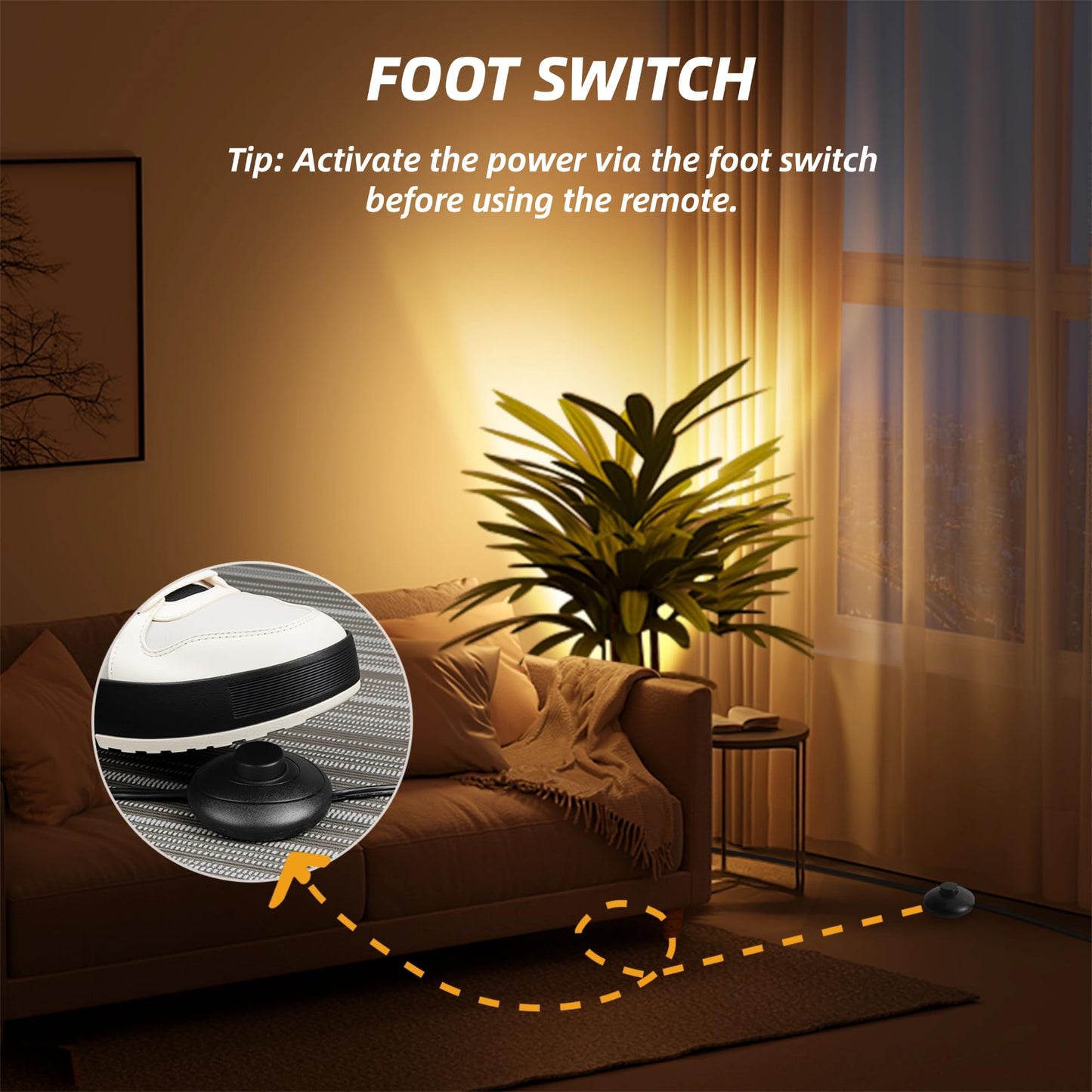 HUAEU 2 Pack Up Lights Indoor Floor Can Light, 6W 3000K GU10 LED Spotlights, Indoor Uplights for Home Accent, Plant, Artwork, 5.9FT Plug Cord & Foot Switch, Black