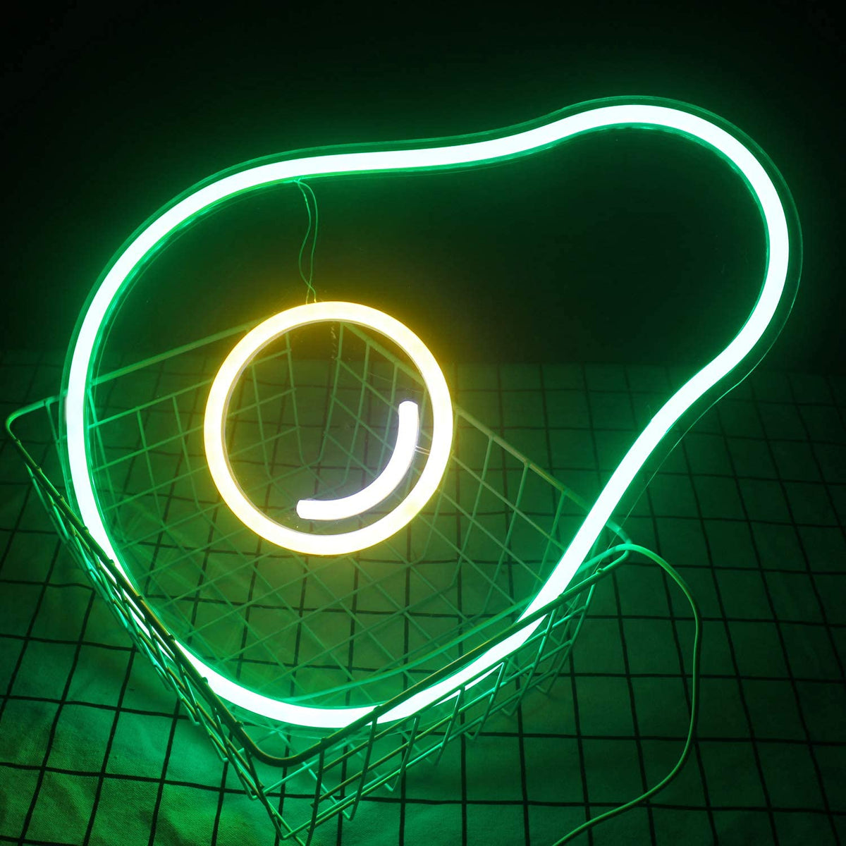 Avocado Neon Sign Green Fruit Led Light with USB Powered Switch Cute Avocado Light Up Signs for Bedroom Wall Decor Fruit Shop Store Christmas Birthday Party