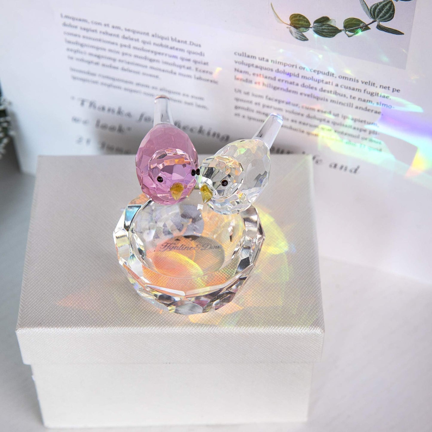 HDCRYSTALGIFTS 3.3'' Crystal Bird Figurine Collectible Art Glass Animal Figurines Table Home Decor Paperweight Valentine’s Day for Women