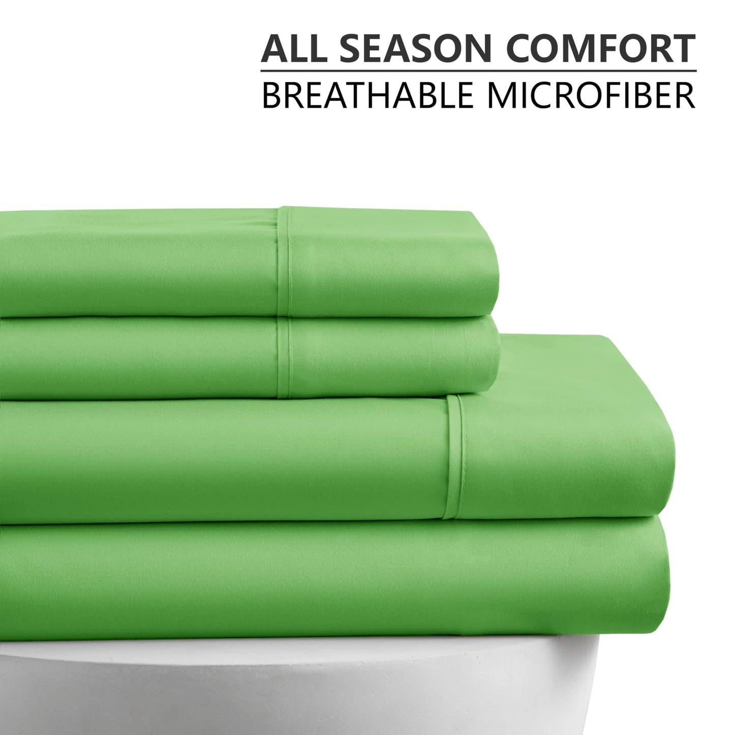 American Home Collection Full Size Sheet Set - Ultra-Soft Microfiber 15-Inch Deep Pocket - Wrinkle Free and Fade Resistant (Lime Green)