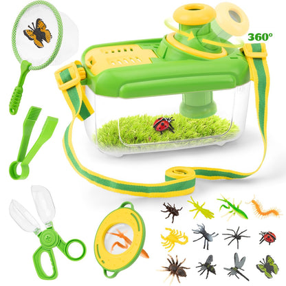 Funsland Bug Catcher Kit for Kids - 17 PCS Outdoor Explorer Kit Insect Catching Toys Nature Adventure Set for Boys 3 4 5 6 7 8 Year Old