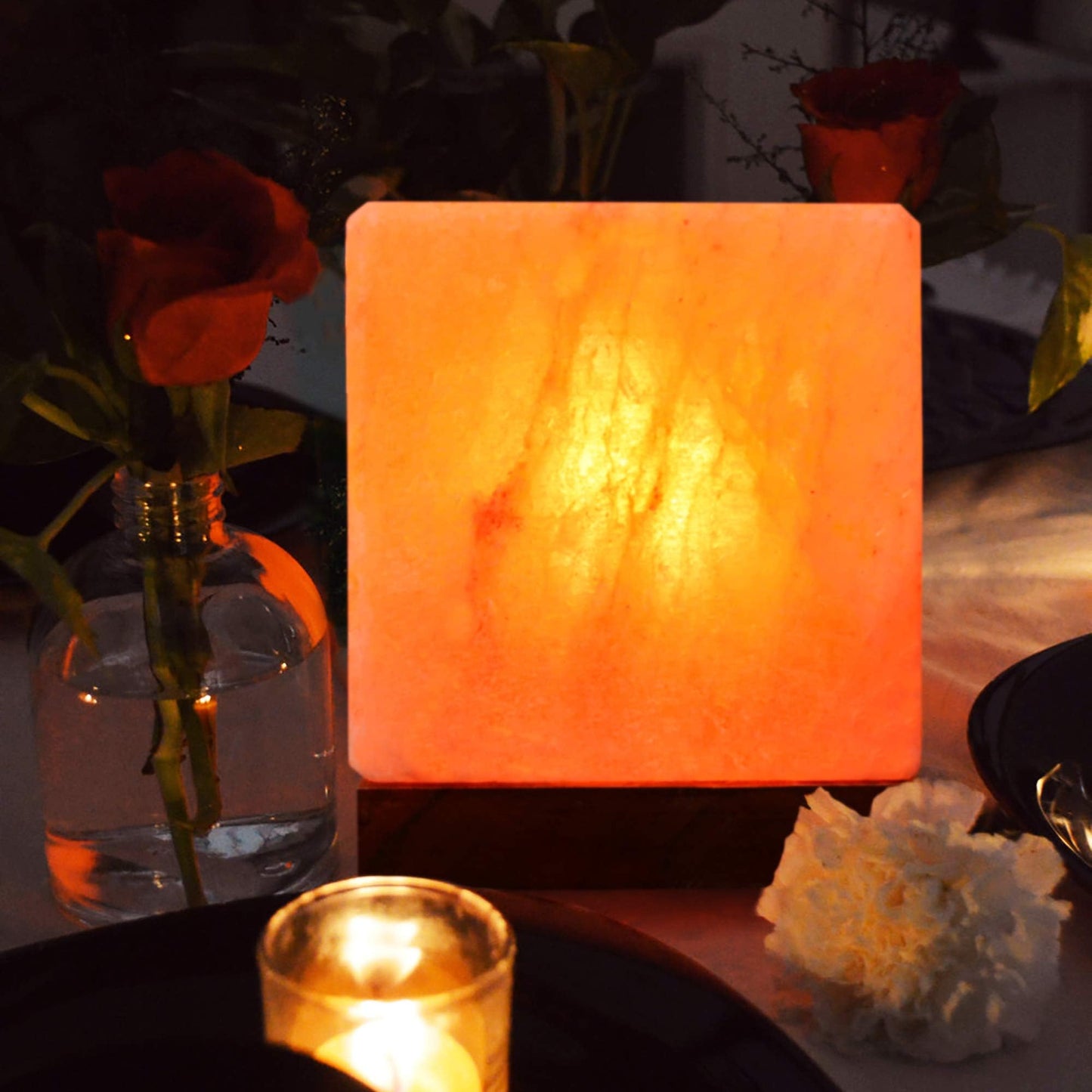 NatureBoost Himalayan Pink Salt Lamp, Cube Shape, 8x6x6 Inches