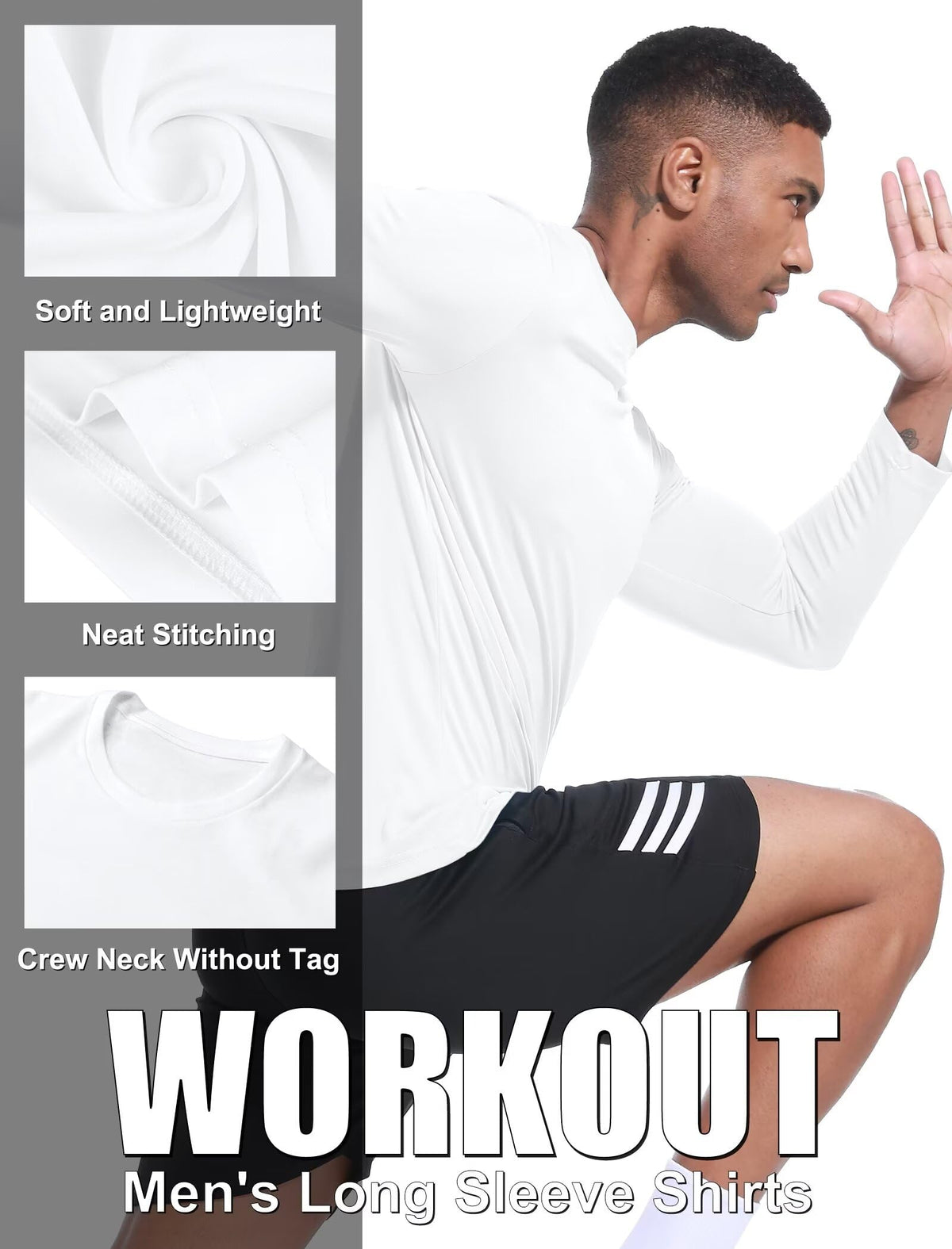 OYGSieg 6 Pack Long Sleeve Shirts for Men Moisture Wicking UPF SPF Sun Protection Tee Shirts Workout T Shirts Casual L