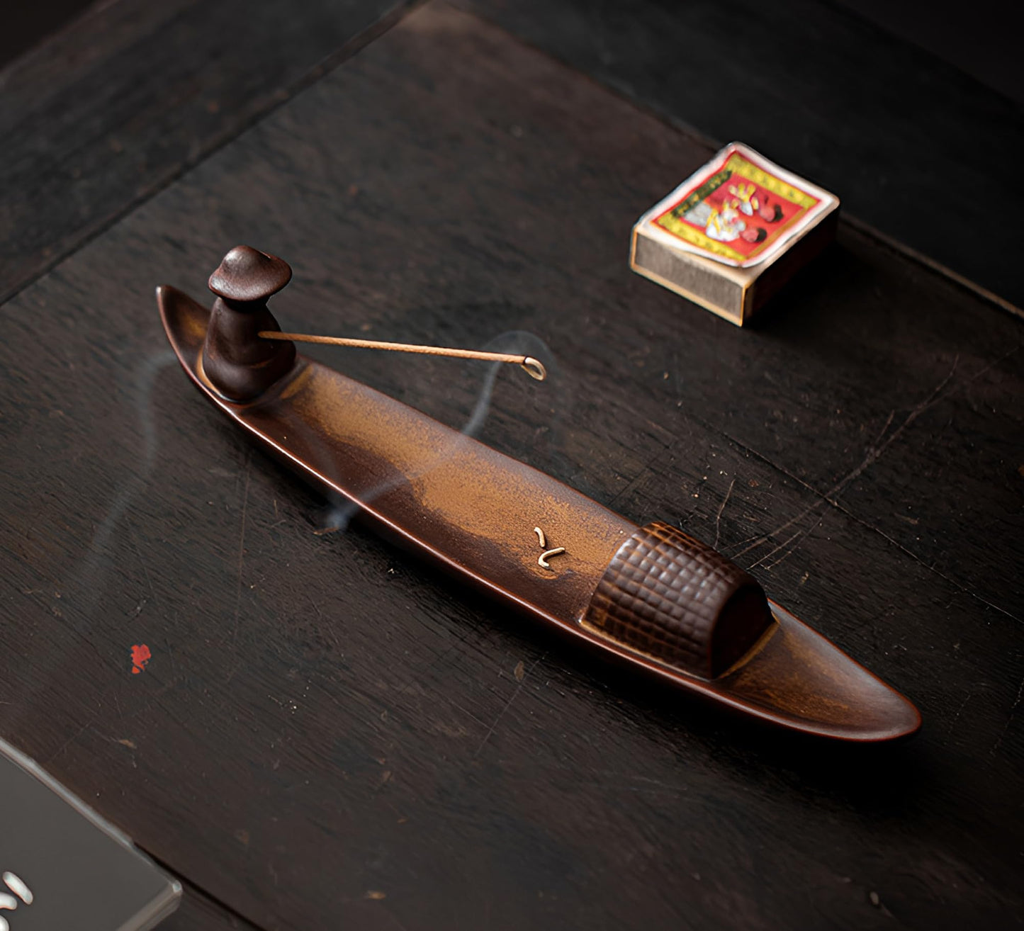 LamChyar Incense Stick Holder, Incense Holder for Insence Sticks, Tray for Incense Ash, Ceramic Crafts, Chinese Classical Boat Design, Home Décor, Best for Meditation, Yoga, Home, Office