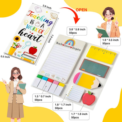 6 Pcs Teacher Appreciation Gifts Pens Sticky Notes A5 Spiral Notebooks Makeup Bag Pencil Pouch, Teacher Appreciation Day Gifts, Christmas Birthday Gifts School & Office Supplies for Teacher (Teacher)