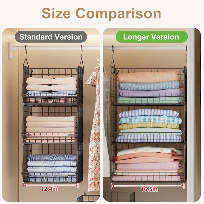 3 Tier Closet Hanging Shelves
