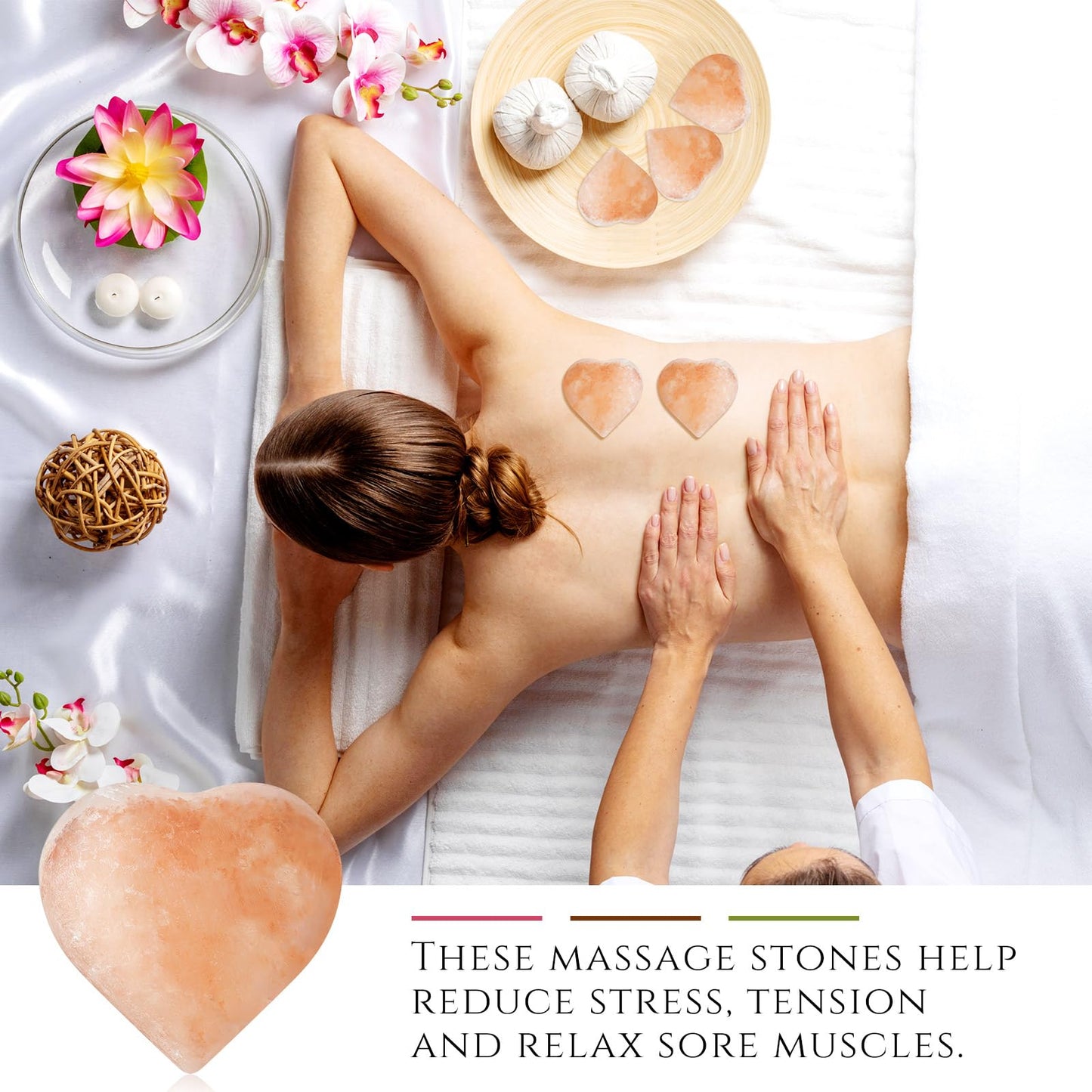 Swiffen 10 Pcs 3 Inch Heart Healing Stone Bulk, Natural Pink Himalayan Salt Massage Crystal, Polished Love Worry Stones for Spa, Wellness Routines, Full Body Massage, Anxiety Relief Gifts for Women
