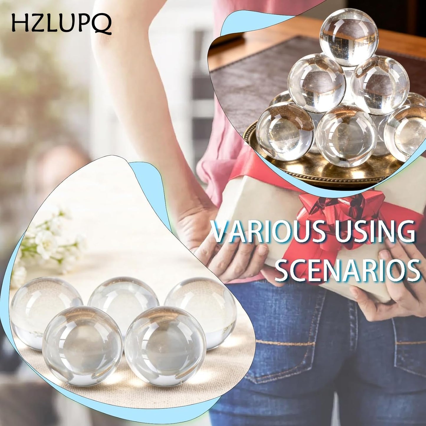 HZLUPQ 6PCS Clear Crystal Ball Spheres, Decorative Glass Orbs for Home Decor