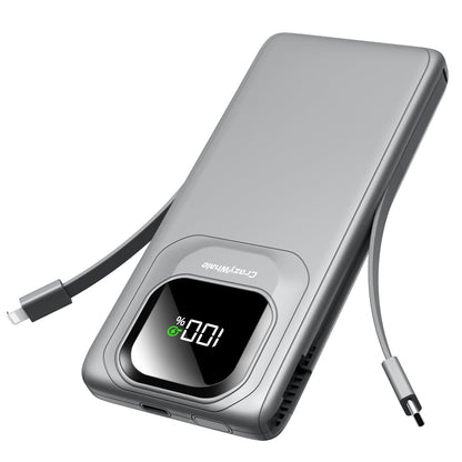 Portable Charger with Built-in Cables,22.5W Super Fast Charging Power Bank Slim Phone Charger,10000mAh Travel Battery Pack Battery Bank with Smart LED Display for iPhone, Android & USB-C Devices