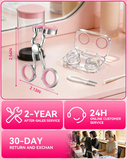 2026 Upgraded Contact Lens Applicator Tool【3-Step Easy Wear】【3.0 Precision Alloy & Natural Silicone】0 Shift, Ultra-Smooth Lens Insertion Removal Kit for Home Travel Use (Rose Pink)