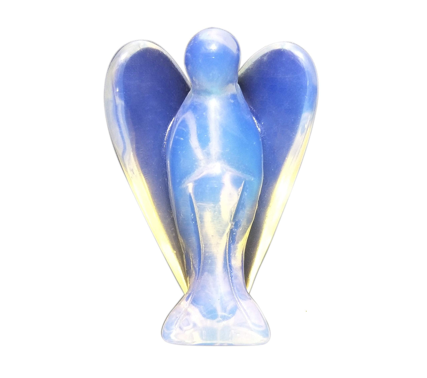 Mina Heal Opalite Stone Angel Figurines, Pocket Angel Opalite Stone Crystal Figurines, Small Stone Angel Statue for Prayer and Reflection, Spiritual Accessories and Religious Gifts (Set of 2)