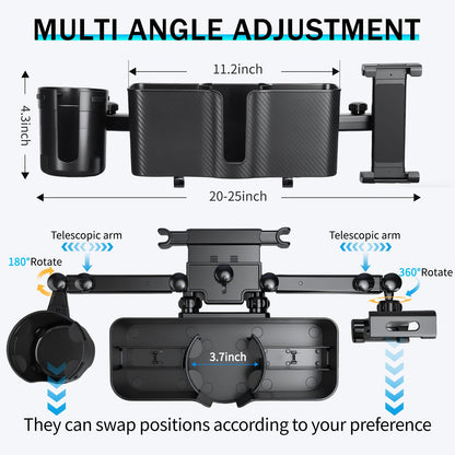 Boost 3 in 1 Car Backseat Organizer, Back Seat Storage with Cup Holder, Tissue Box, Tablet & Phone Holder Hooks, Travel Accessories for Kids Trips, Family Rides & Daily, Essential Accessory