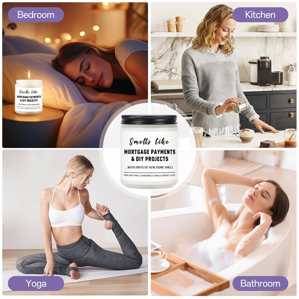 Haukea Funny House Warming Gifts New Home Housewarming Gifts New Home Gift Ideas for Women Men Couple First Apartment Essentials Homeowner Decor Closing Gift - Lavender Scented Candle 9 oz (Homes 2)