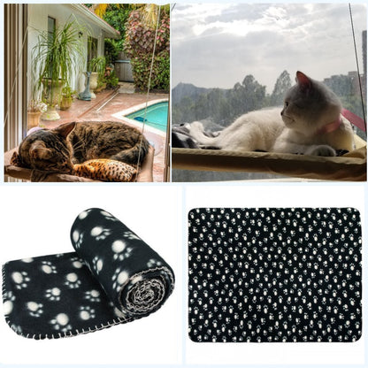 JZK Window Mounted Cat Hammock + Blanket, Suction Cup Pet Bed and Black Blanket for Cat Perch