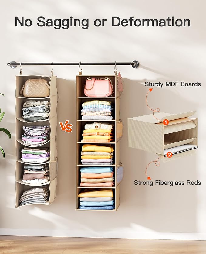 Pipishell 6-Shelf Hanging Closet Organizer,