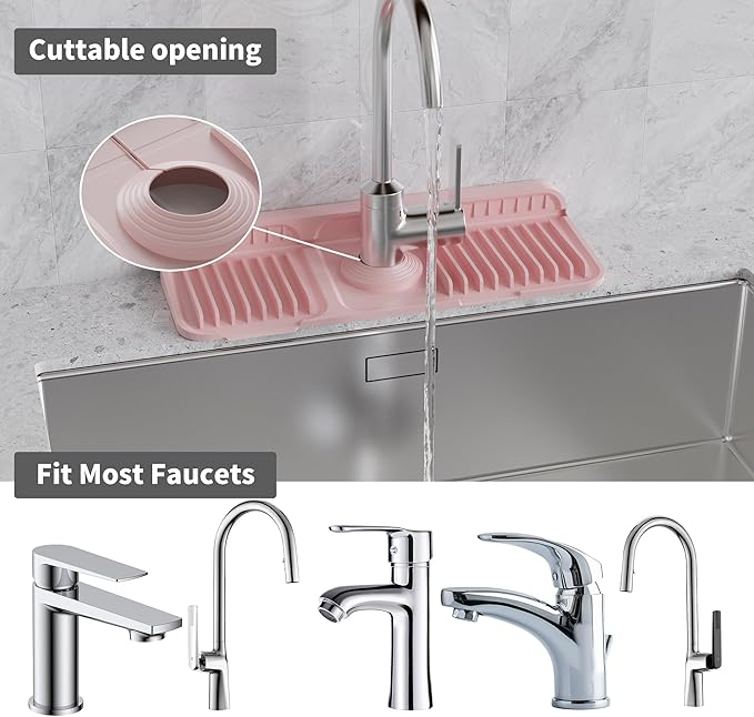 WAFT YEARN 14X5 Inch Silicone Durable Faucet Mat Kitchen Sink Splash Guard