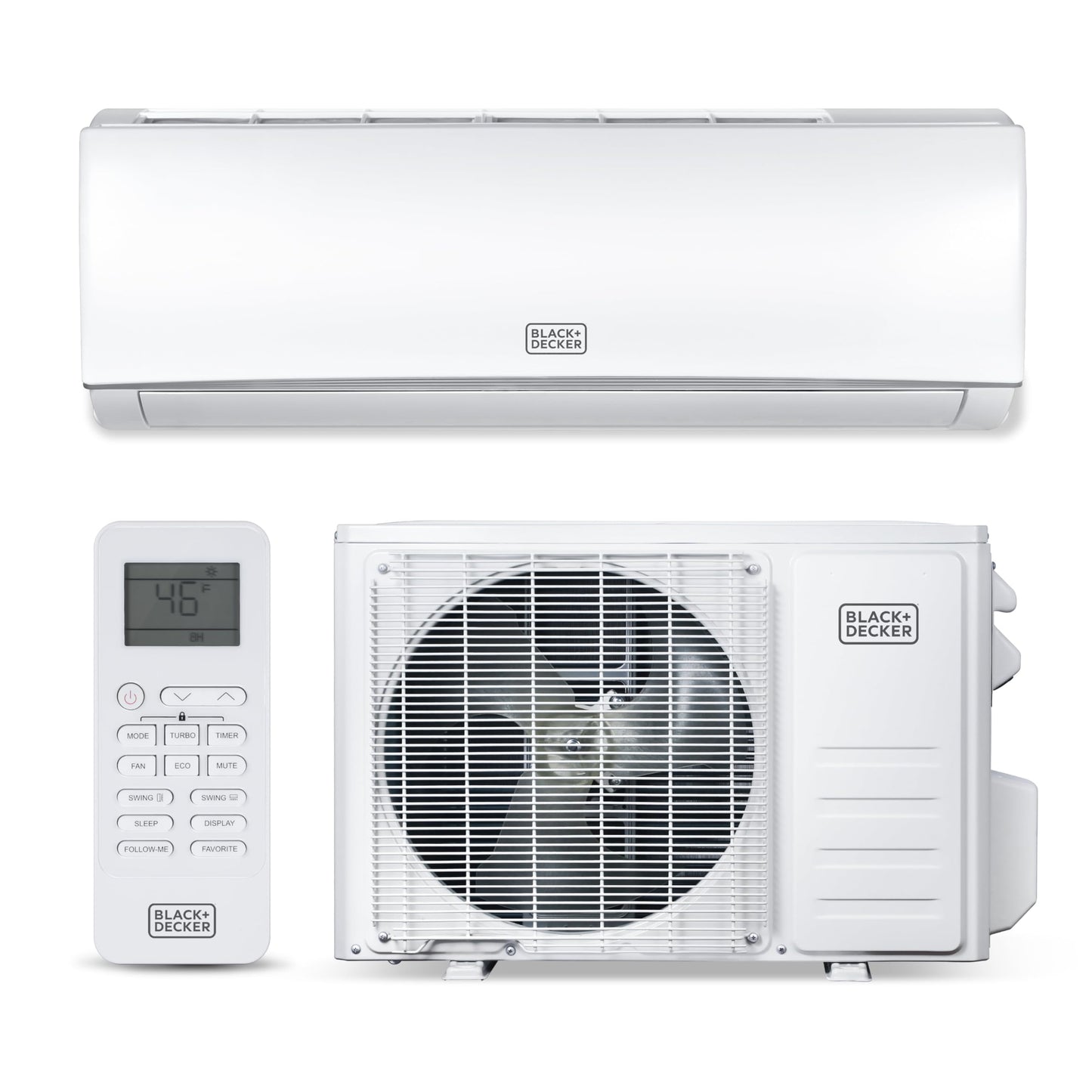 BLACK+DECKER 17,000 BTU Smart Mini Split Air Conditioner with Heat, Inverter Compressor, Wi-Fi, Voice Control, 17 SEER2, 4-in-1 AC Unit, App Available, Remote, 230V, BSA1720TC, White