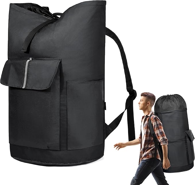 BeeGreen Black-Laundry-Bag-Backpack-Extra-Large-Heavy-Duty, 125L Portable