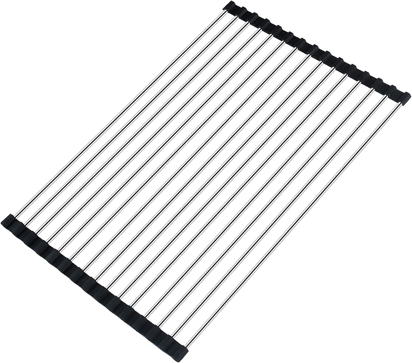 Seropy Roll Up Dish Drying Rack Over The Sink Drying Rack for Kitchen Counter, Rolling Dish Rack Over Sink Mat, Foldable Dish Drainer Stainless Steel Rack Kitchen Organization Gadgets 17.5"x11.8"
