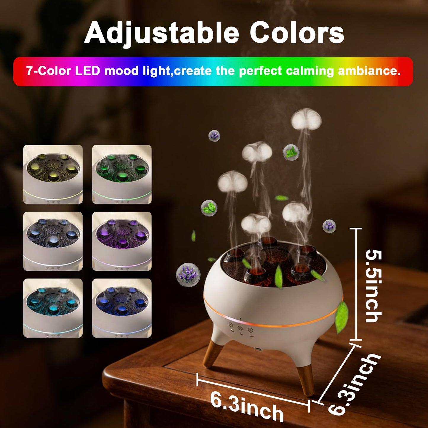 Akpsid Essential Oil Diffuser 250ML,Jellyfish Diffuser Air Humidifiers Sound Pickup Ultrasonic Aromatherapy Diffuser Remote Control 7 Color Lights for Home Bedroom Office Hotel