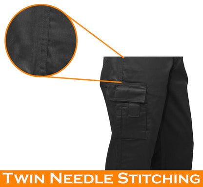 FNT Workwear Black Multi Pockets Men Cargo Combat Work Trousers Work Pants with Button & Zip Fly (32W / 29L, Black)