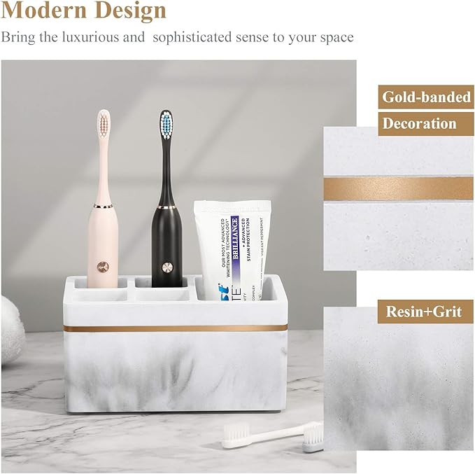 Shinowa Resin Toothbrush Holder, 5 Slots Hygienic Electric Toothbrush Holder
