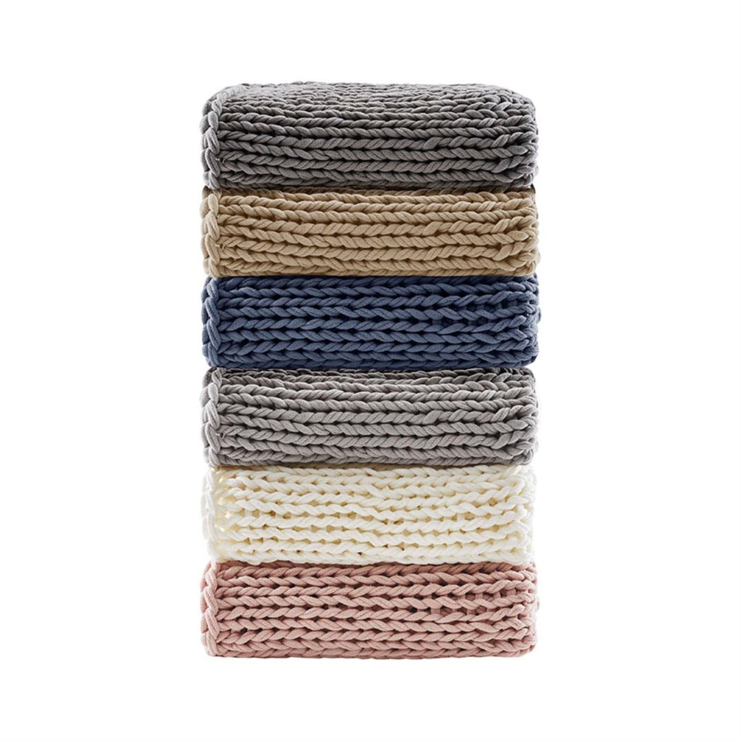 Madison Park Boho Throw Blanket, Soft Blanket Handmade Gift Home Decor, Lightweight & Breathable All Seasons Spring Chunky Knit Blanket, Knitted Throw for Couch, Bed Blanket, 50"x60" Tan