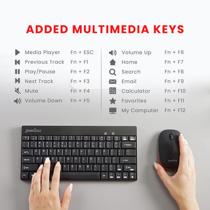 perixx PERIDUO-712 Wireless Mini Keyboard and Mouse Combo - AES 128 Bit - Black - UK Layout