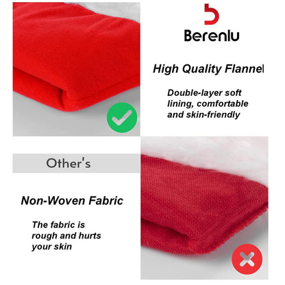 Berenlu Christmas Hat, Santa Hat, Xmas Holiday Hat for Adults, Touch Soft and Comfortable Velvet Thickened Santa Hats for Christmas New Year Holiday Party Supplies
