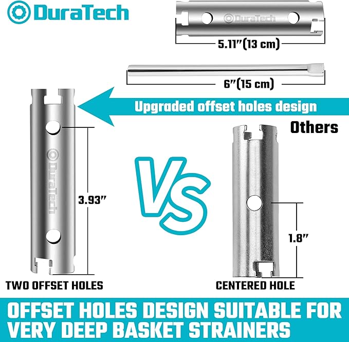 DURATECH Long Reach Basket Strainer Wrench, Universal Sink Strainer Wrench