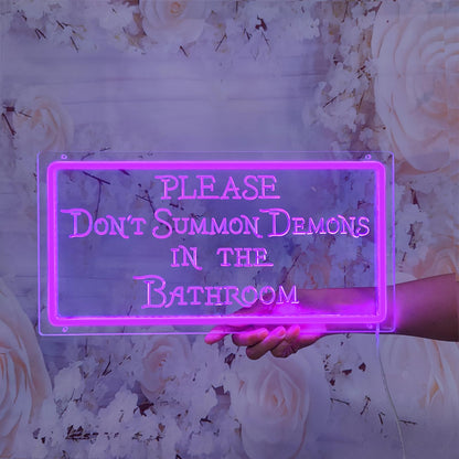 Please Don't Summon Demons in the Bathroom Neon Signs for Wall Decor, Neon Led Light Sign Home Decorations for Dark Humor Goth, Gothic, Witchy Bathroom Decor, Family, Bar, Party, Christmas, INSNEnN