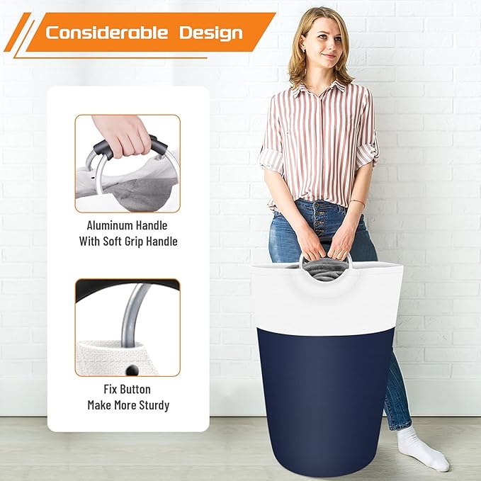 BlissTotes 115L Laundry Basket, Freestanding Laundry Hamper, Collapsible Dirty