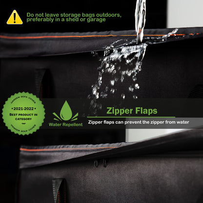 Enzeno Garden Furniture Cushion Storage Bag, 420D Oxford Fabric Waterproof, Anti-UV Heavy Duty Christmas Tree Storage Bag with Carry Handle and Zipper (175x75x55cm), Black