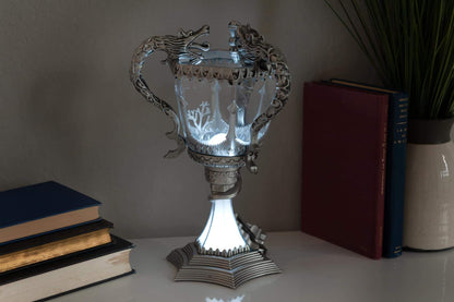 Harry Potter Triwizard Cup Battery Operated Mood Light | 13-Inch Tall LED Lamp,Silver