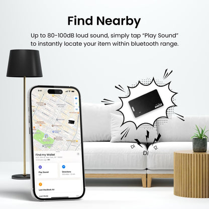 Pack 2 MFi Certified Wallet Tracker Card, Ultra-Slim 0.07in Rechargeable Item Finder, Compatible with Find My App (iOS Only), IP68 Waterproof Bluetooth Tracker Perfect for Wallets, Bags, Passport