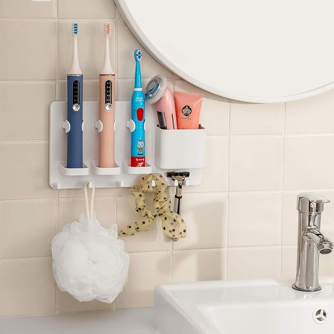 simpletome Adhesive Electric Toothbrush Holder Wall Mounted Razor Hanger