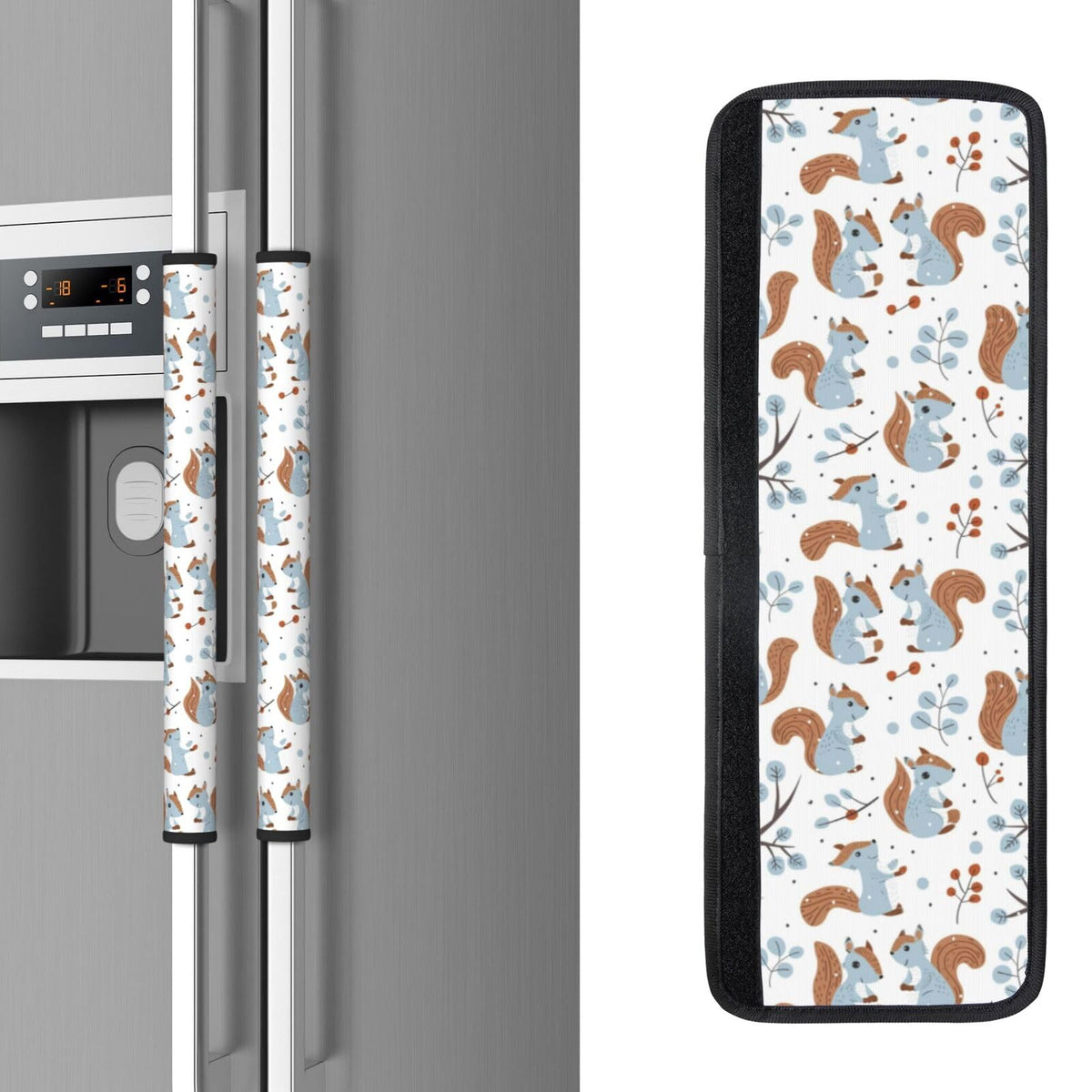 Buyidec Refrigerator Door Handle Covers Cute Squirrels Winter Snow Fridge Handle Cover Washable Dishwasher Microwave Fridge Oven Door Decor Handle Cover Keep Your Kitchen Appliances Clean