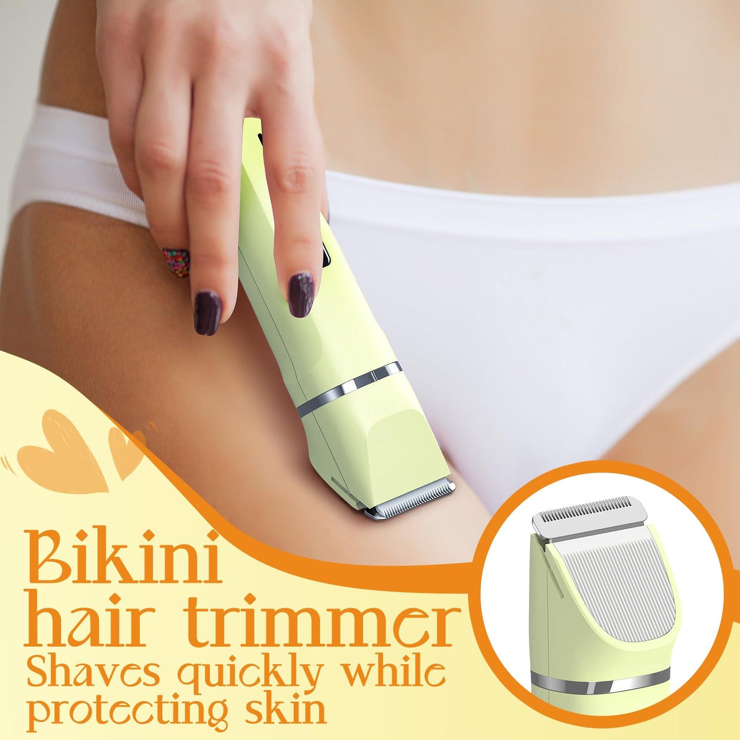 Bikini Trimmer for Women - Painless Electric Razors for Silk Skin,Cordless Body Shaver for Trip,Replaceable Lady Facial Razor, IPX7 Waterproof&Easy Cleaning, Ceramic Blade, USB Charge Dock Pink