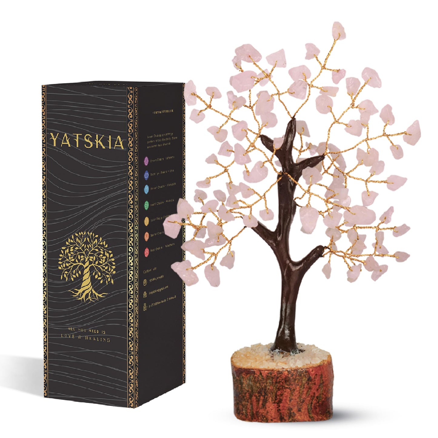 Yatskia Rose Quartz Tree, Crystals and Healing Stones, Birthday Gifts for Women, Pink Room Decor, Crystal Gifts, Ornaments for Living Room, Shelf Decor, Tree of Life Gifts