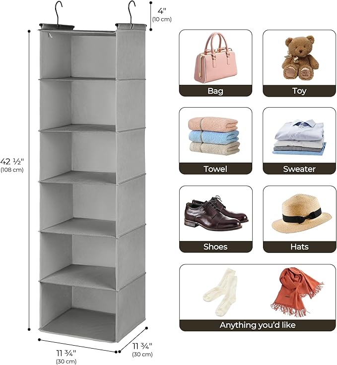 GRANNY SAYS 6 Shelf Hanging Closet Organizers and Storage, Collapsible Closet