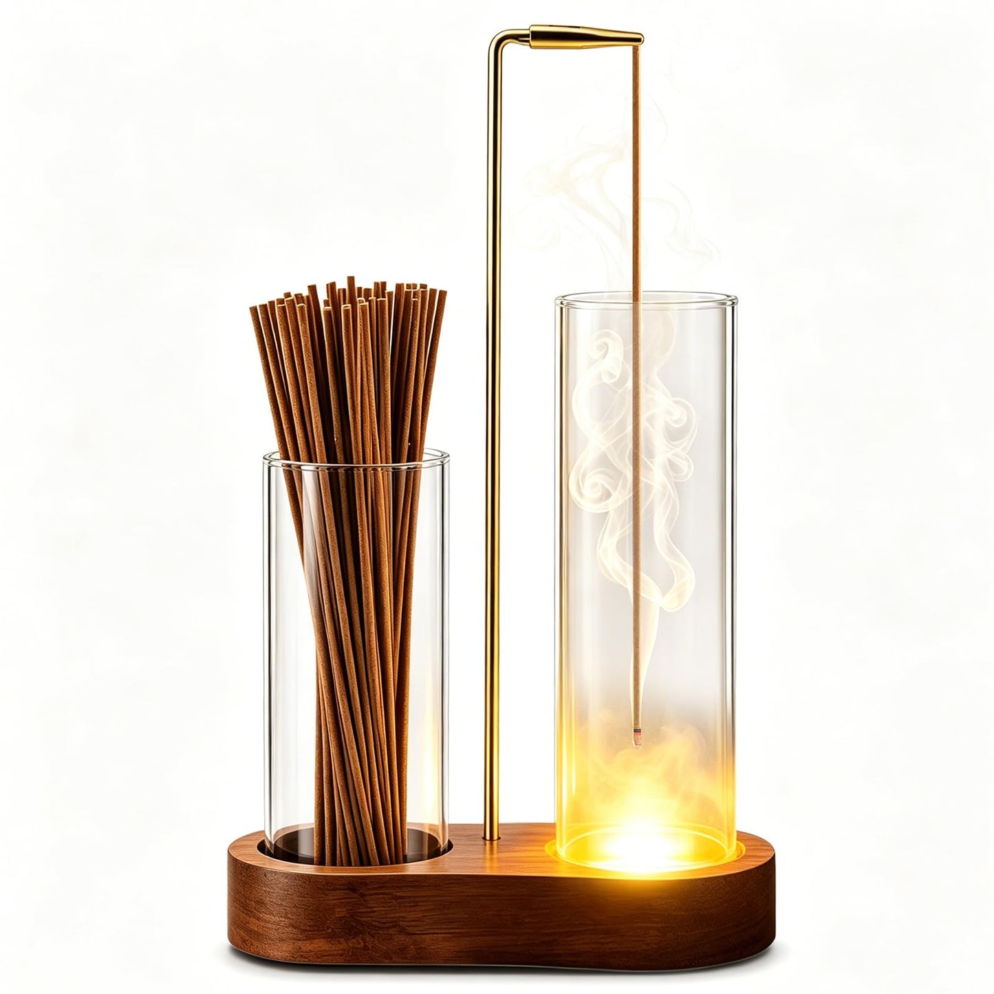 2 in 1 Glowing Incense Holder for Sticks with Ash Catcher and Adjustable Ambient Lighting, Alligator Clip-on Incense Burner Holder with More Secure Hold, Suitable for Yoga, Meditation, Home Decor
