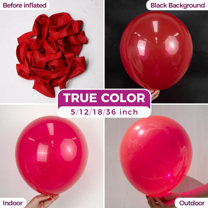 Bezente Red Balloons Latex Party Balloons - 100 Pack 12 inch Round Helium Red Balloons for Christmas New Years Casino Theme Wedding Birthday Patriotic Party Decorations