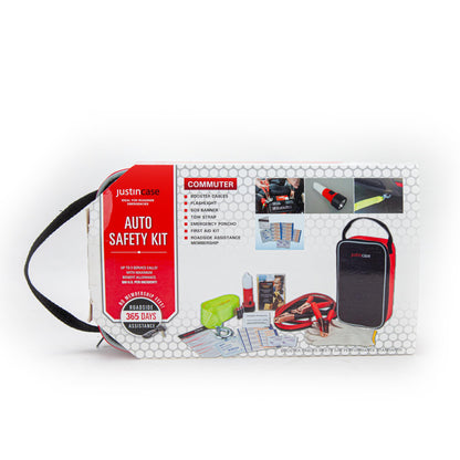 Justin Case Commuter Portable Roadside Emergency Car Kit with Heavy-Duty Jumper Cables & 365-Day Roadside Assistance