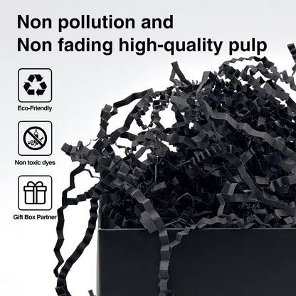 1LB Crinkle Cut Paper Shred Filler for Gift Box Bag and Basket On Holidays (Black)