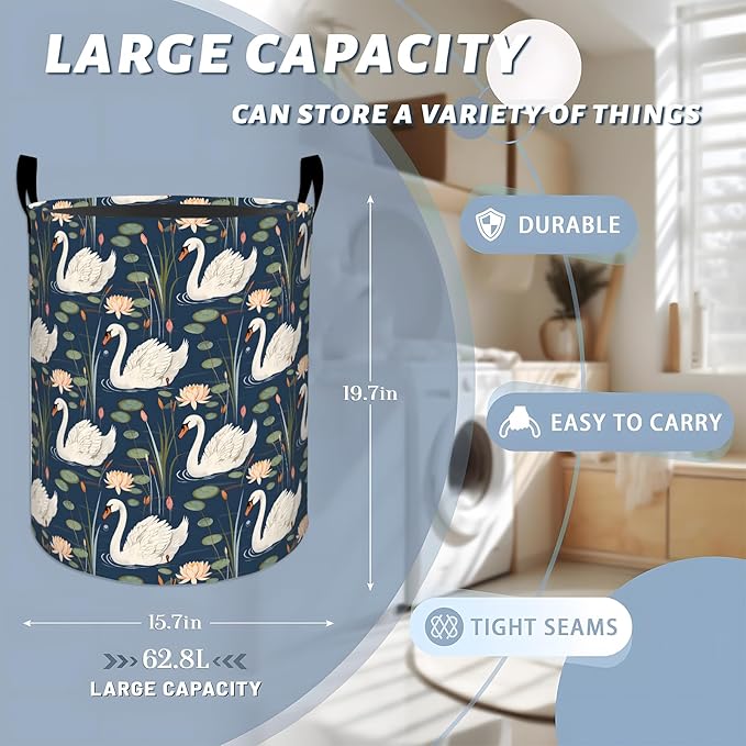 Elegant Swan Laundry Basket