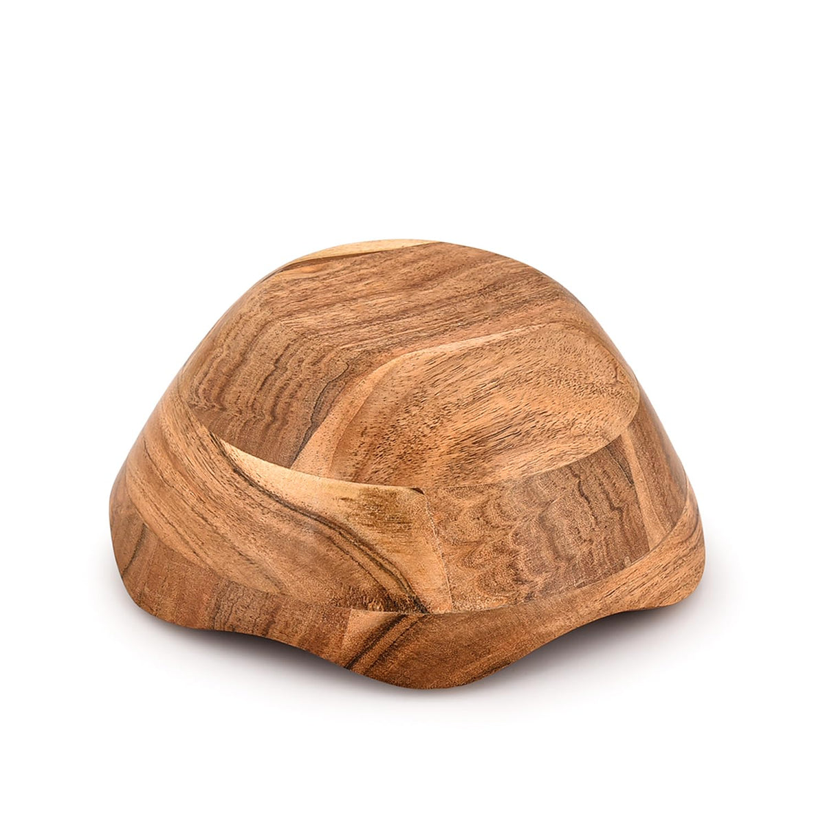 Mahasu Fruit Bowl Acacia Wood Ruffle Decorative Style Home Decor for Dining Table Fits Bread, Fruits, Salad or Popcorn (9" x 9" x 4")