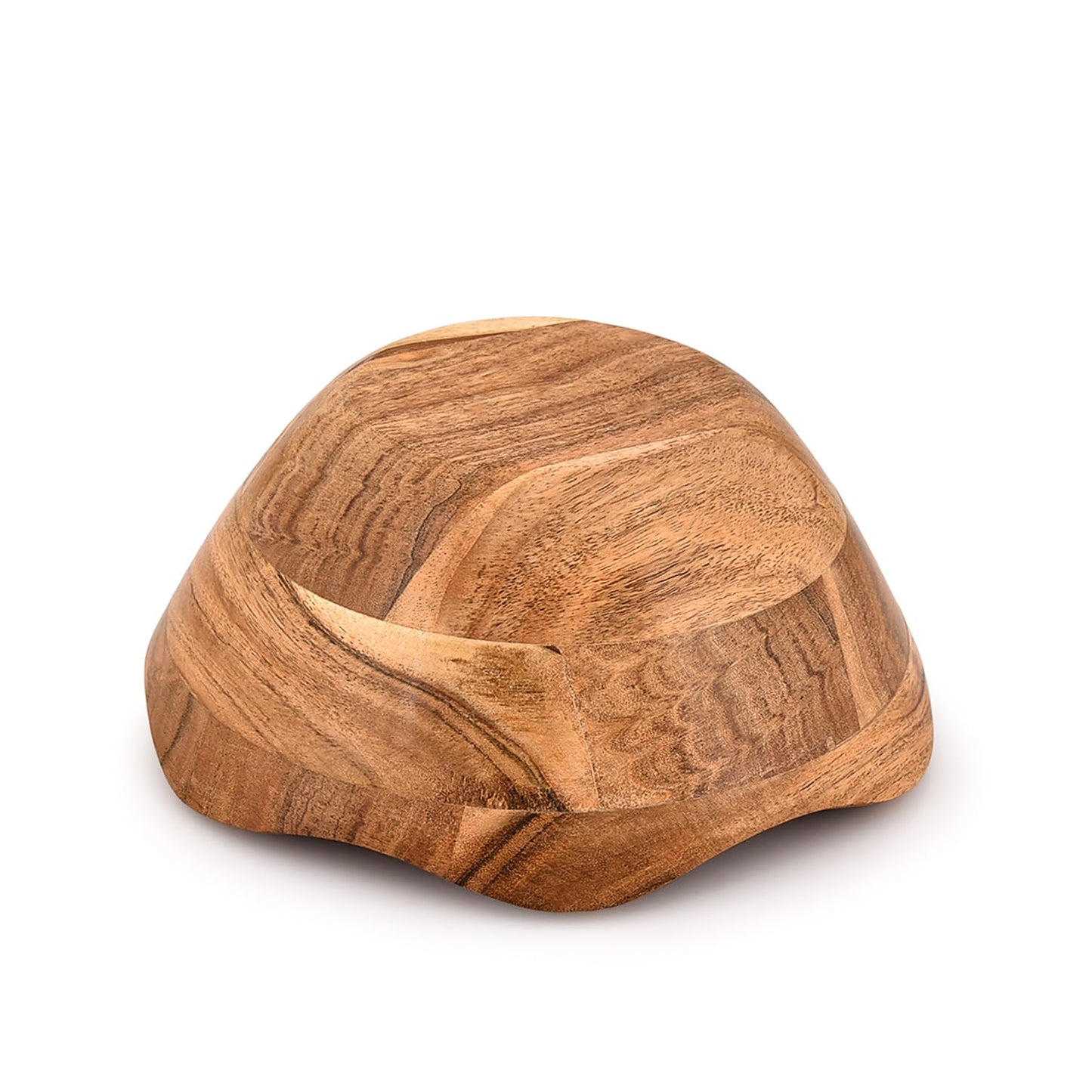 Mahasu Fruit Bowl Acacia Wood Ruffle Decorative Style Home Decor for Dining Table Fits Bread, Fruits, Salad or Popcorn (9" x 9" x 4")
