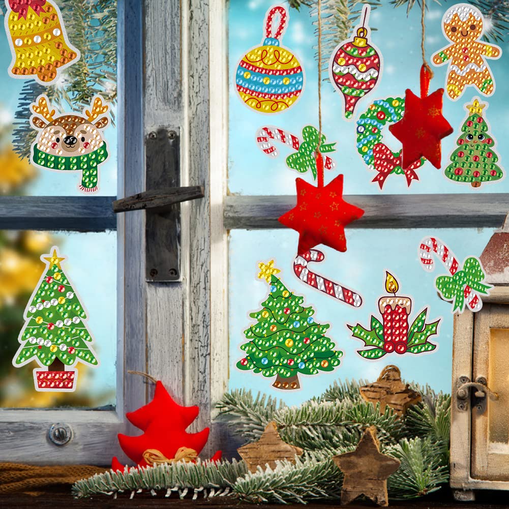 Labeol Diamond Art Kits for Kids Boys and Girls Ages 6-8-10-12 Easy to DIY Creative Diamond Art Sticker Craft by Numbers Kits for Kids and Adult Beginners (Christmas)