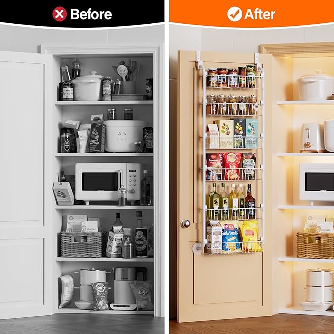 Delamu Over the Door Pantry Organizer, 6-Tier Pantry Organizers and Storage