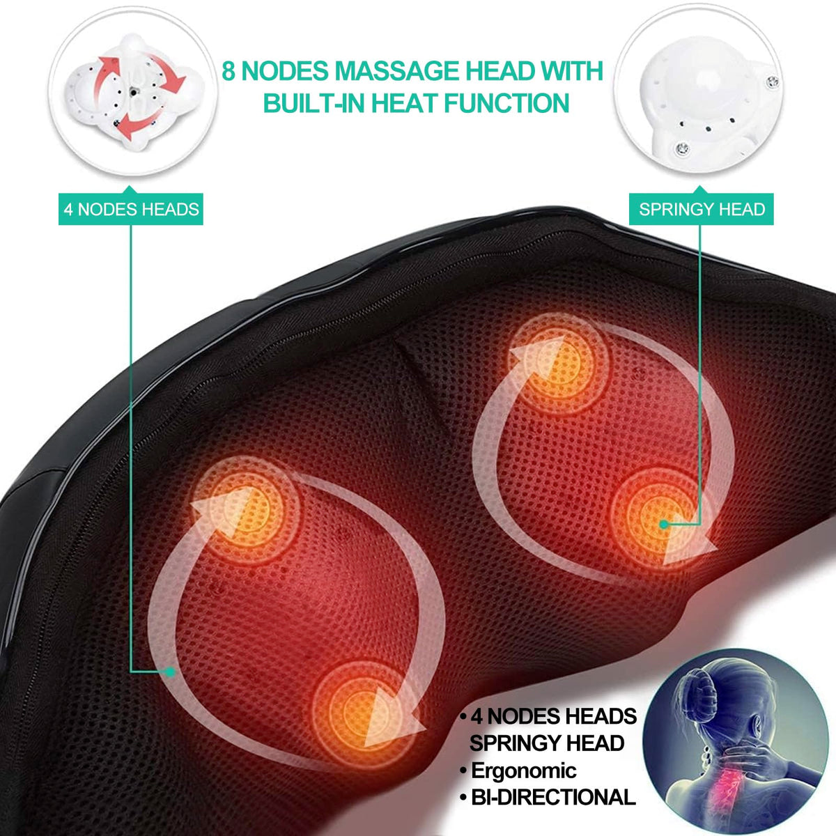 Medcursor Neck Massager, Portable Electric Neck and Back Massager with Heat, FSA or HSA Eligible Deep Tissue 3D Kneading Pillow for Muscle Pain Relief, Not Cordless, Ideal Father’s Day Gift